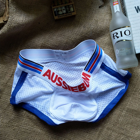 Boxer Aussiebum Hombre Malla Blanco Azul